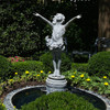 Natural lead finish on figure and pedestal, Antique Black glaze on decorative pool edge