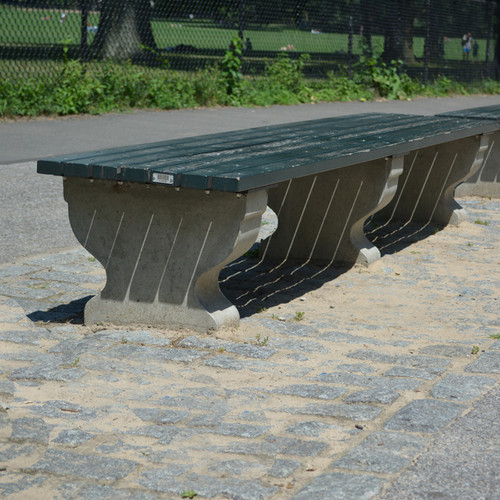 Concrete and Wood Backless Park Bench