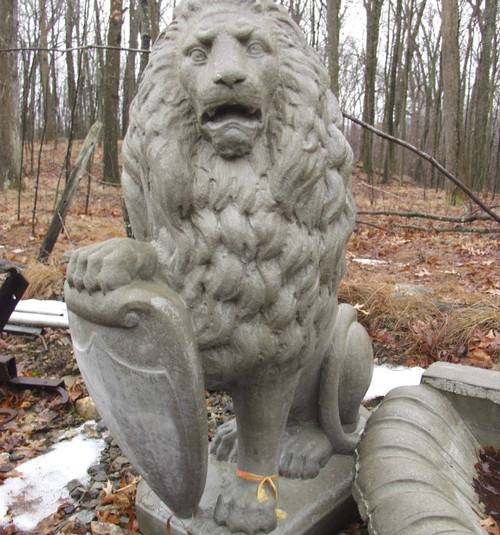 Large lion with shield