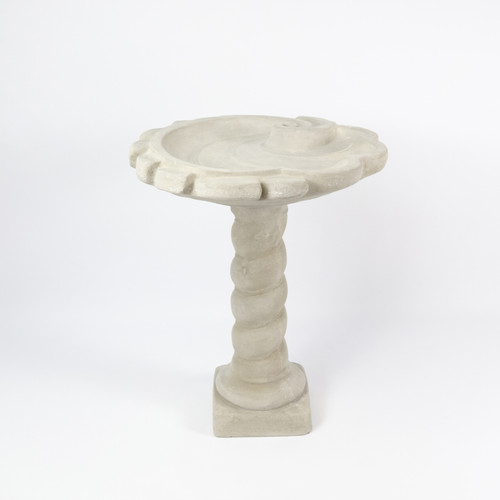 Birdbath with spiral pedestal