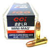 22 LR CCI Mini-Mag 40 Grain Copper Plated Round Nose Ammo - 100 Rounds
CC0030