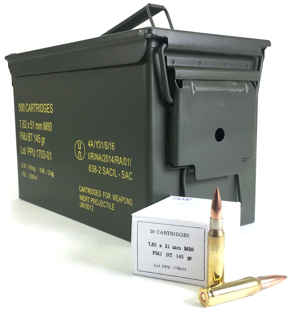 PRVI Partizan (PPU) Ammunition 7.62x51 NATO M80 Ball 145 Grain