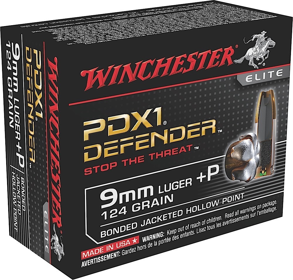 Winchester Defender 9mm+P Luger 124 Grain Bonded PDX1 Jacketed