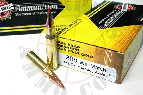 Surplus Ammo
.308 Win 168 Grain A-Max Black Hills Gold
