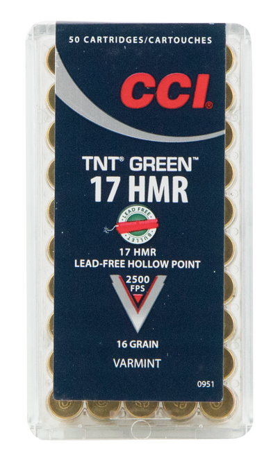 17 HMR Varmint CCI 16 Grain Speer TNT Green Lead Free HP
CC0951