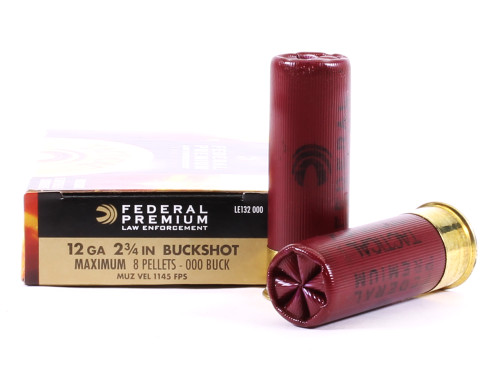 Surplus Ammo | Surplusammo.com
12 Gauge Federal Premium LE 2 3/4" 8 Pellet 000 Buckshot 
FDLE132 000