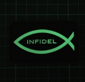 SurplusAmmo.com Christian Infidel - PVC Morale Patch
Black, White Glow PVC
Velcro Patch
Glow In the Dark