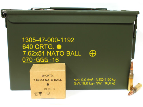 Surplusammo.com | Surplus Ammo
7.62x51 NATO 147 Grain FMJ-BT GGG Lithuanian - 640 Round in a 50cal Can
GGG762x51-640can Surplusammo.com | Surplus Ammo
7.62x51 NATO 147 Grain FMJ-BT GGG Lithuanian - 640 Round in a 50cal Can
GGG762x51-640can
