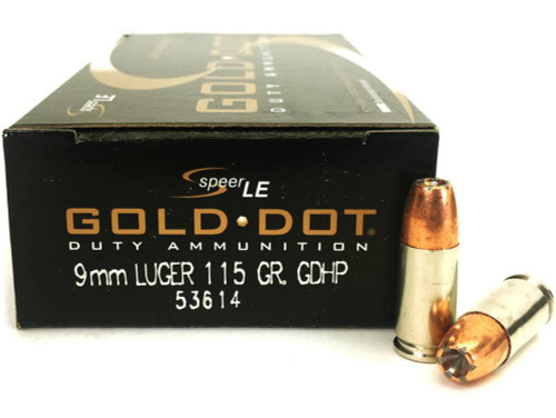 Speer CCI Law Enforcement Gold Dot 9mm 115 Grain Gold Dot Hollow Point 53614