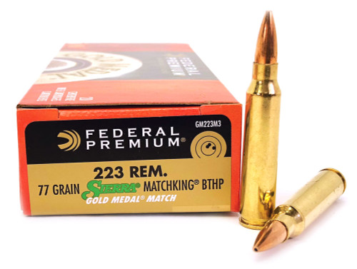 .223 77 Grain Sierra MatchKing BTHP Federal Premium Gold Medal GM223M3 - 20 Rounds