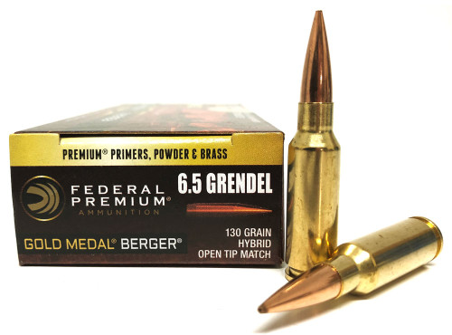 6.5 Grendel 130 Grain Federal Gold Medal Berger AR Hybrid OTM
FDGM65GDLBH130