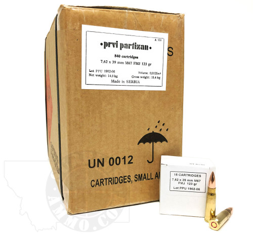 7.62x39 123 Grain FMJ M76 - PRVI Partizan PPU
PPU-PRVI-M67