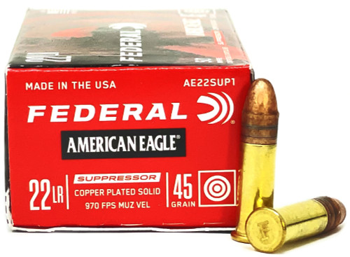 22 LR Federal American Eagle 45 Grain High Velocity Hollow Point AE22SUP1
FDAE22SUP1 22 LR Federal American Eagle 45 Grain High Velocity Hollow Point AE22SUP1
FDAE22SUP1