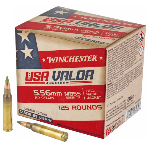 5.56 62 Grain USA Valor Winchester FMJ, Green Tip USA855125, 125 Round - Limited Edition Series
WINUSA855125
