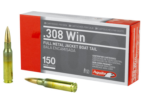 .308 Win 150 Grain FMJBT Aguila 1E308110 - 20 Rounds
1E308110