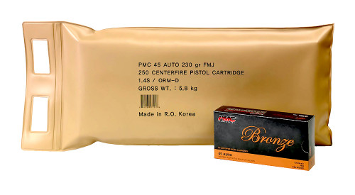 45 ACP 230 Grain FMJ PMC Bronze - 50 Rounds
PC45A
