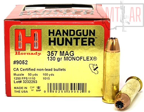 357 Magnum 130 Grain MonoFlex (MF) Hornady Handgun Hunter Personal Defense 9052 - 25 Rounds 357 Magnum 130 Grain MonoFlex (MF) Hornady Handgun Hunter Personal Defense 9052 - 25 Rounds