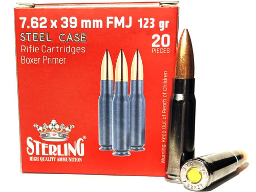 7.62x39 123 Grain FMJ Sterling Steel Case Select SRL8698779971281 - 20 Rounds
SRL8698779971281 7.62x39 123 Grain FMJ Sterling Steel Case Select SRL8698779971281 - 20 Rounds
SRL8698779971281