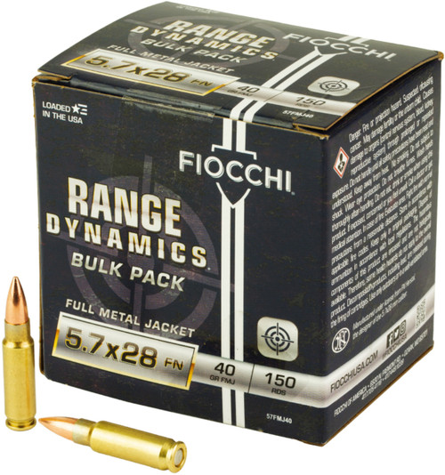 Fiocchi Range Dynamics 5.7x28mm 40 Grain Full Metal Jacket 57FMJ40 - 150 Round Box