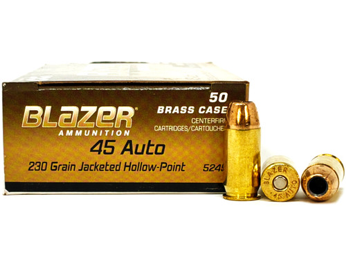 CCI Blazer Brass Ammunition 45 ACP 230 Grain Jacketed Hollow Point 5245