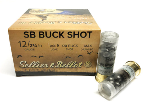 Sellier & Bellot 12 Gauge 2-3/4" 00 Buckshot, 9 Pellets, SB12BSG - 25