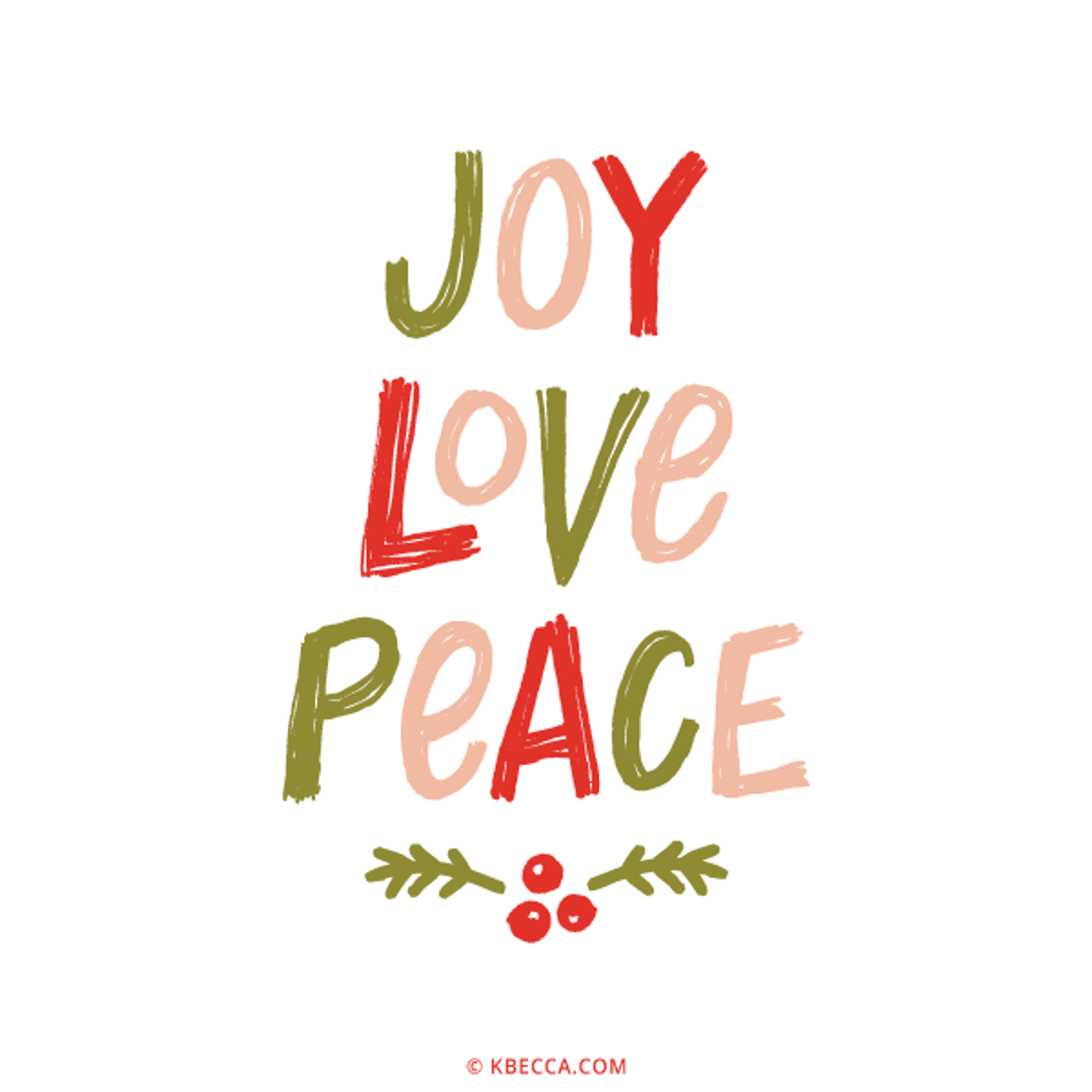 Hand Lettered Joy Love Peace Clip Art - k.becca