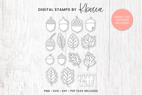 Leaves & Acorns Digital Stamps Leaves & Acorns Digital Stamps