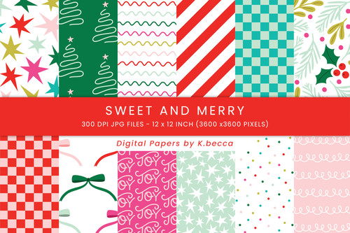 Sweet and Merry Christmas Digital Papers Sweet and Merry Christmas Digital Papers