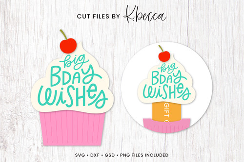 Birthday Cupcake Gift Card Holder Cut Files Birthday Cupcake Gift Card Holder Cut Files