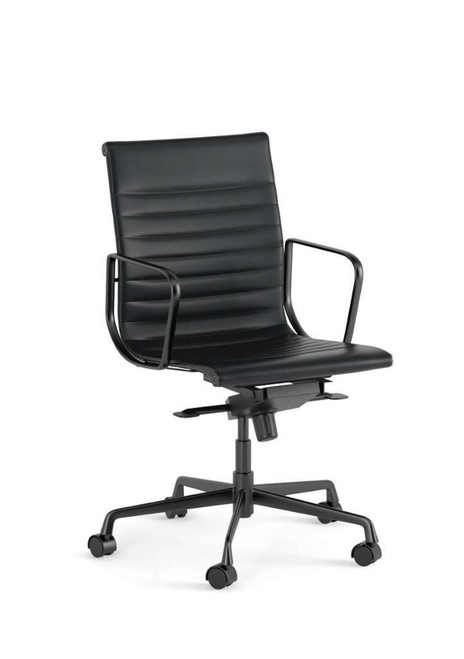 Sax Medium Back - Black Leather - Black Base & Arms