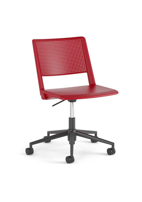 Noma Swivel - Red Polypropylene Seat & Back - Chrome