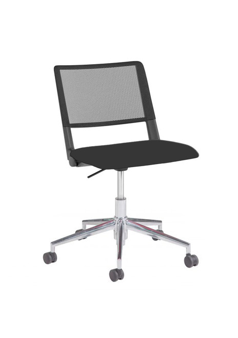 Noma Swivel - Black Fabric Seat & Mesh Back - Chrome 5 Star