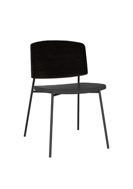 Asha 4 Leg Chair - Black Polyurethane Seat & Metal Back