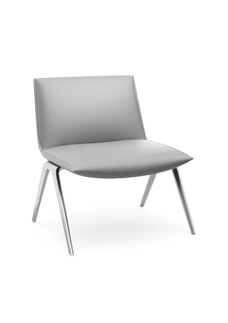 Aston - Grey Synthetic Leather - Chrome Legs