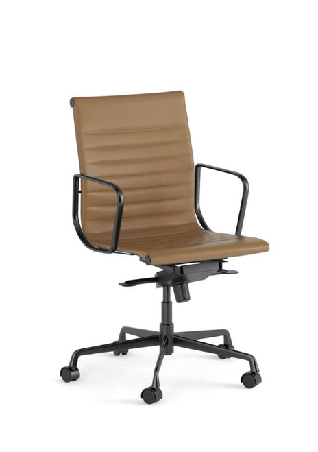 Sax Medium Back - Tan Leather - Black Base & Arms