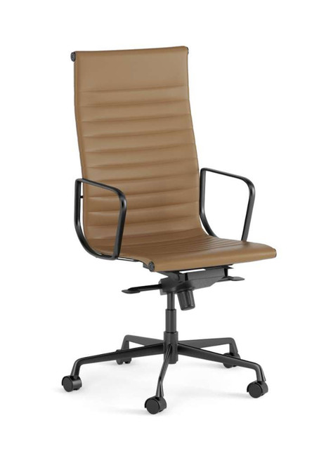 Sax High Back - Tan Leather - Black Base & Arms