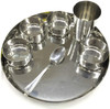 Stainless Steel 7pc Dinner Set Thali Set Plate with Spoon, Glass and Bowl  