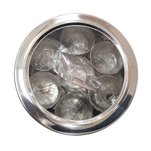 Stainless Steel Masala Dabba with Clear Lid