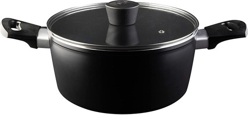MasterChef Stock Pot with Lid 24cm Non Stick Casserole, Stew & Soup Pan for all Cooking Surfaces incl. Induction Hob