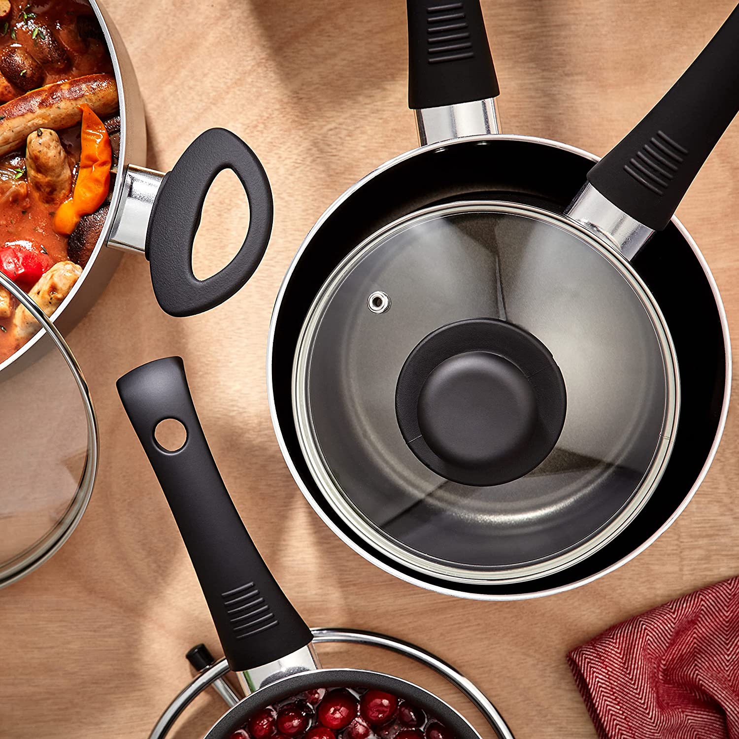 Judge Everyday JDAYC1 Set of Pans NonStick, 5Piece Set 16cm 18cm 20cm