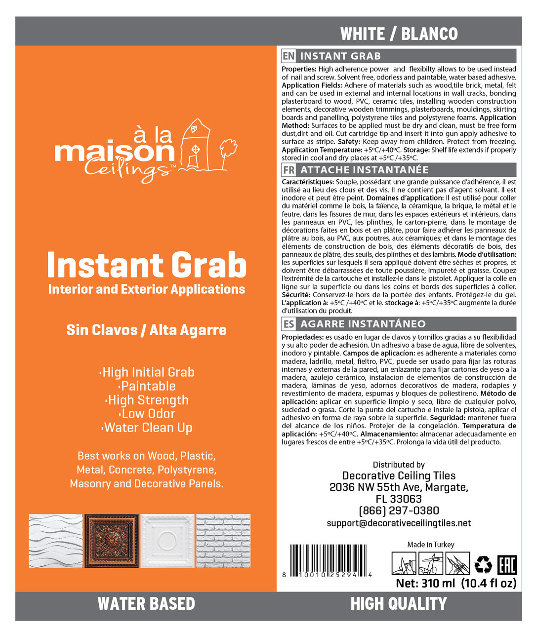 Instant Grab Instant Grab 24 pack - Interior & Exterior - Water Based Adhesive #310
