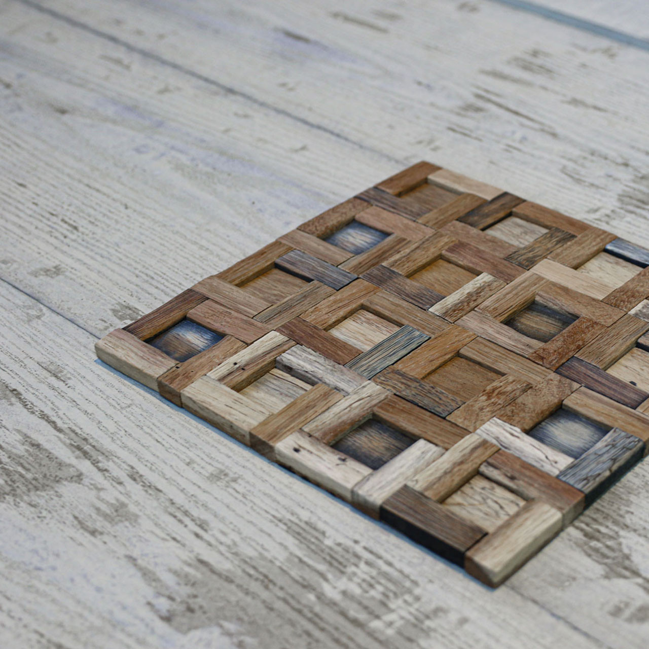 Freeport Boat Wood Mosaic Wall Tile 12 in x 12 in