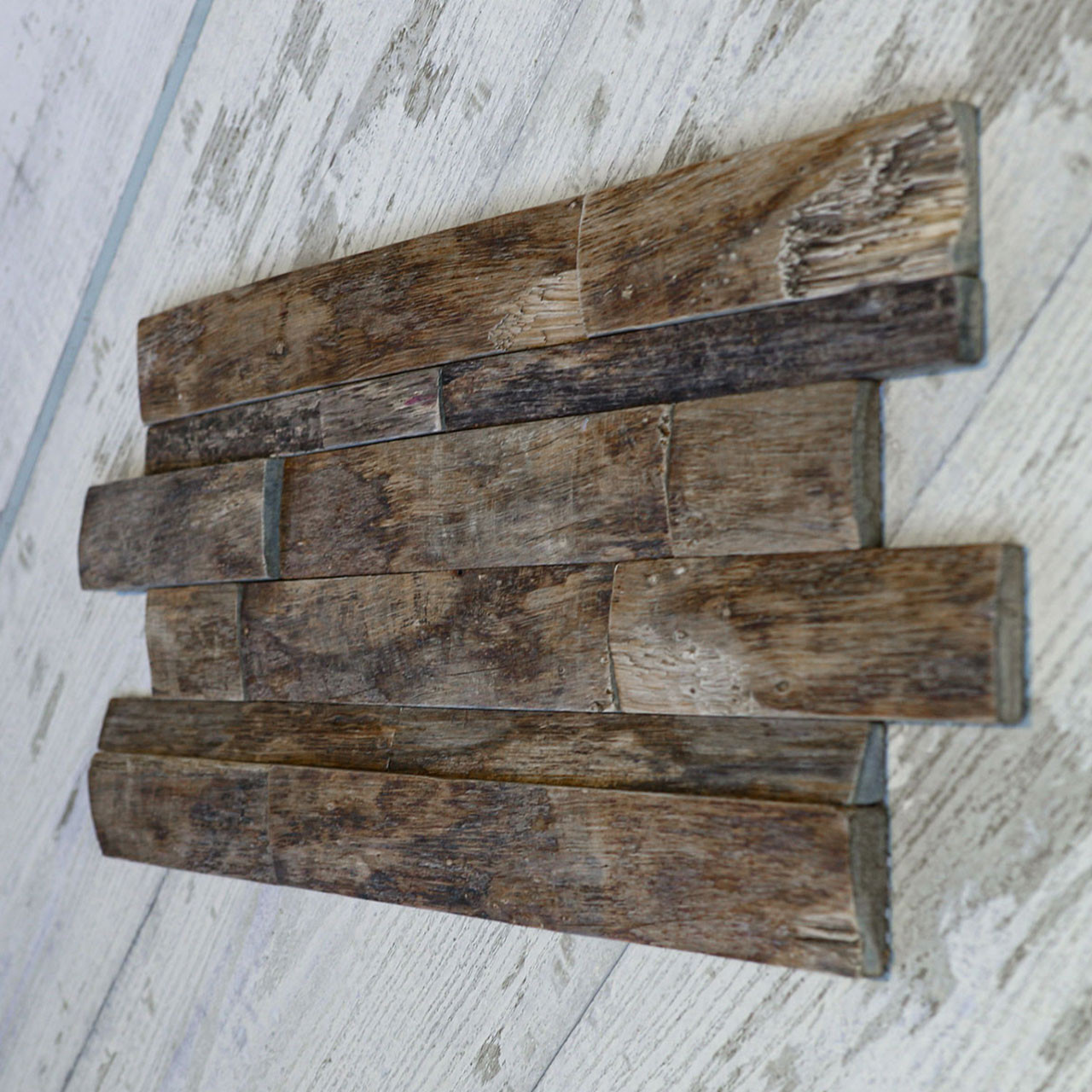 Shipboard Boat Wood Mosaic Wall Tile 24 in x 12 in