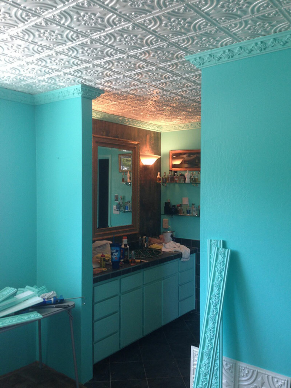 Wrougth Iron Faux Tin Ceiling Tile Glue up 24 in x 24 in 205 Pack of 25 / 100 sqft