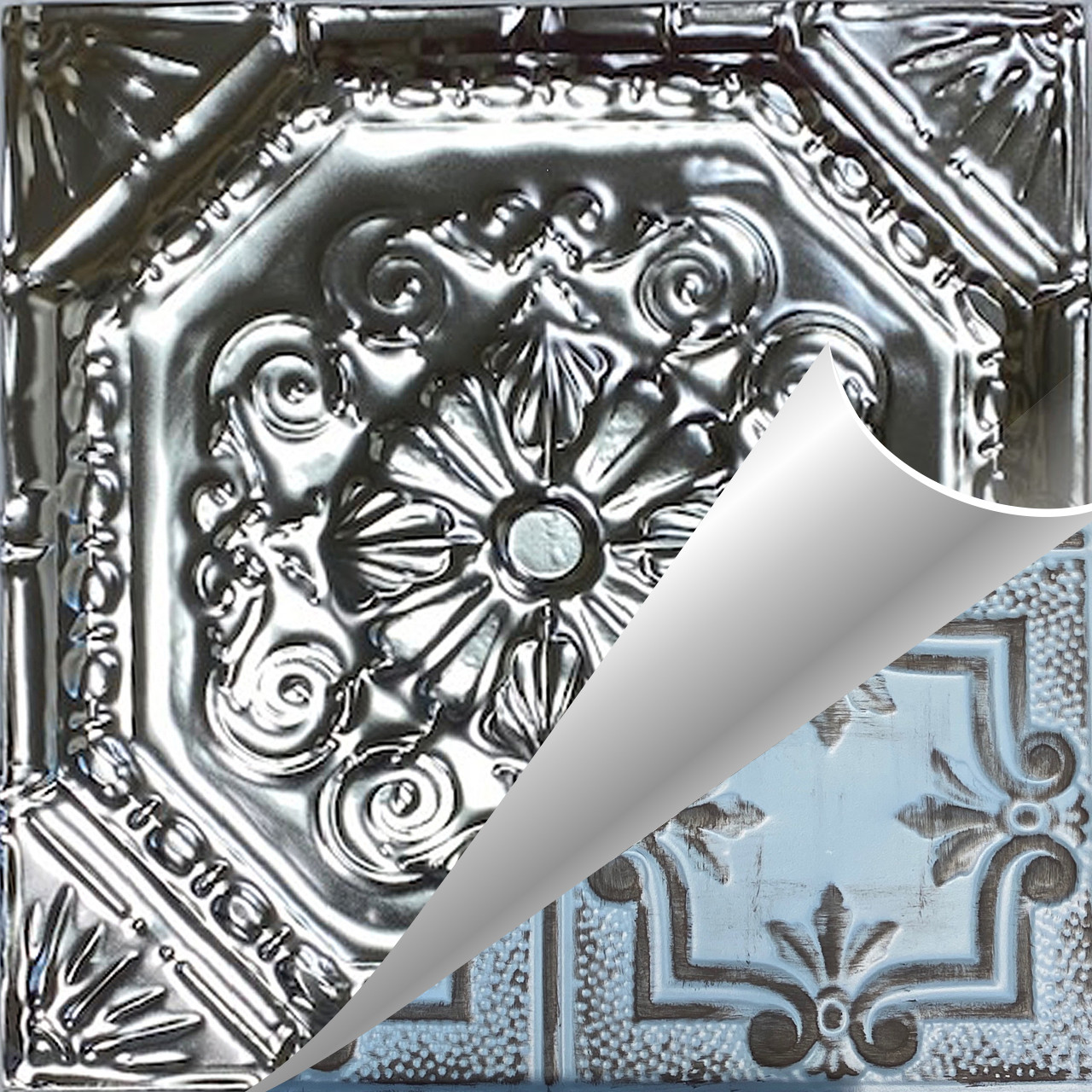 Octo Shanko Hand Painted Tin Ceiling Tile #527