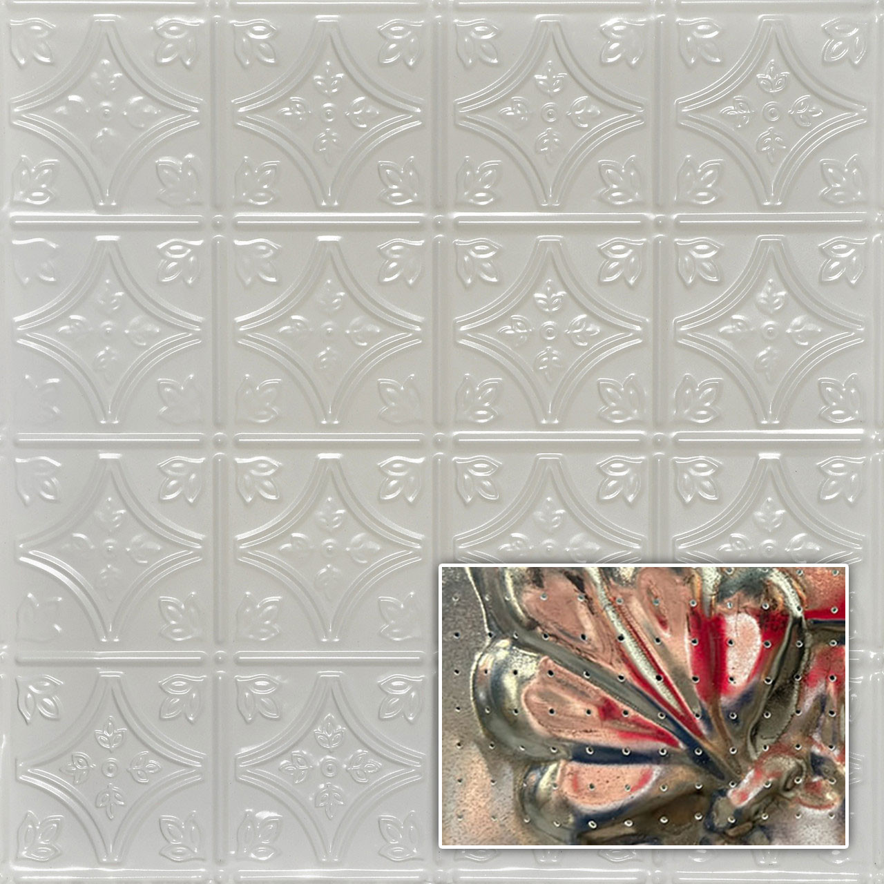 Tiny Tiptoe 2 ft x 2 ft Shanko Acoustical Perforated Tin Ceiling