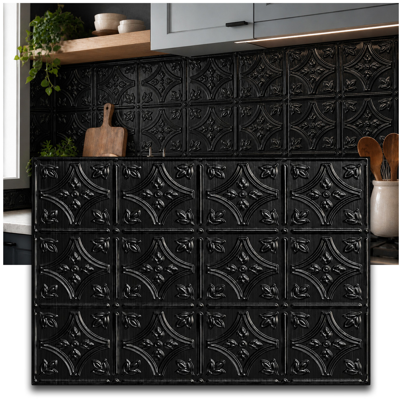 Savannah MirroFlex Brushed Onyx 18 in. x 24 in. Glue-Up PVC