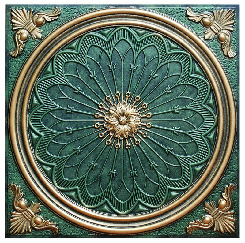 Rose Window IV - FAD Hand Painted Ceiling Tile - #CTF-007-4