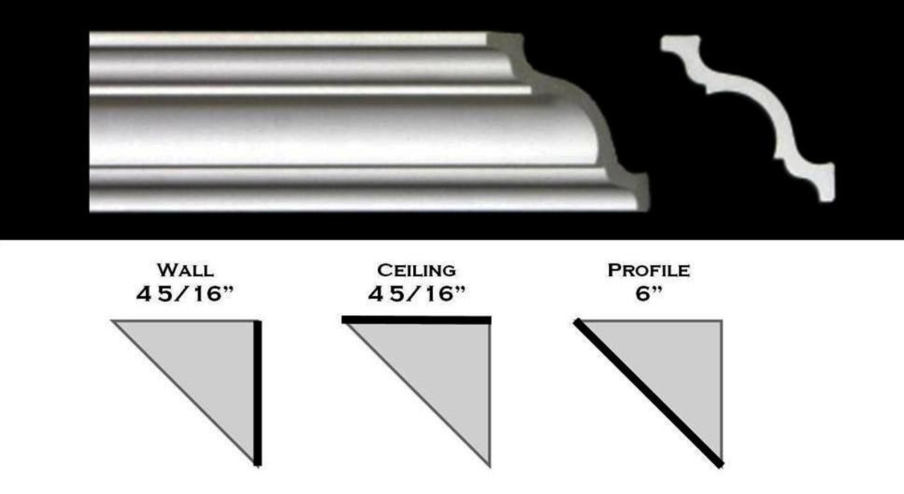 Styrofoam Crown Molding 6 in. Wide 8 ft. long Plain Pack of 4