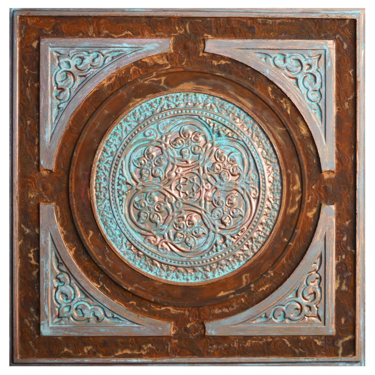 Steampunk Viii Fad Faux Patina Finish Hand Painted Ceiling Tile Ctf 006 8